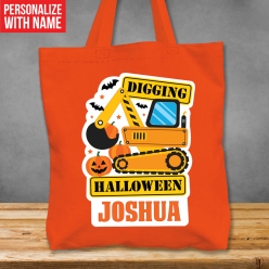 Premium XL Personalized Construction Orange Halloween Ba
