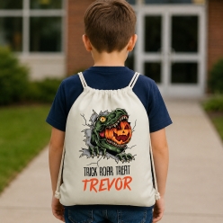 Halloween Dinosaur Personalized Drawstring Backpack