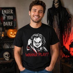 Chucky Wanna Play Black T-shirt