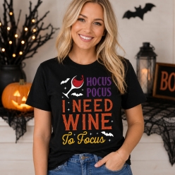 Hocus Pocus Wine to Focus Black T-shirt
