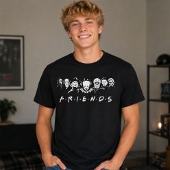 Halloween Horror Friends Black T-shirt- All Sizes