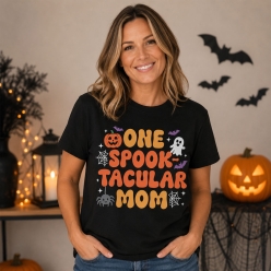 Spooktacular Mom Black T-shirt-Choose Size