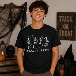 Shake Rattle & Roll Skeleton Black T-shirt- All Sizes