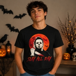 Halloween Slay All Day Black T-shirt- All Sizes