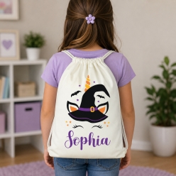 Halloween Unicorn Personalized Drawstring Backpack