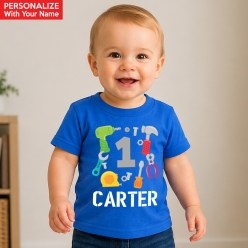 Handyman 1st Personalized Blue T-shirt- Choose Size