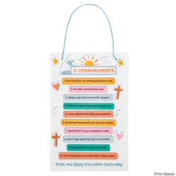 Religious Ten Commandments Hanging Sign Craft Kit-12Pk