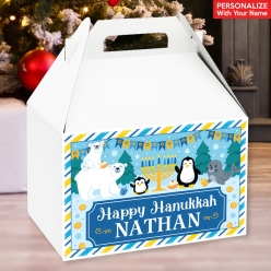 PERSONALIZED Large Hanukkah Snowy Pals Gable Gift Box