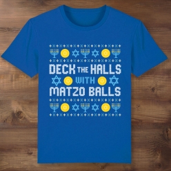 Deck The Halls Matzo Balls Blue T-shirt