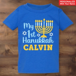 My First Hanukkah Personalized Blue T-shirt