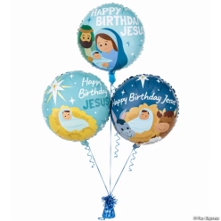 Happy Birthday Jesus Christmas Nativity Mylar Balloons-3Pk