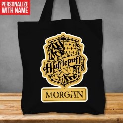 Premium XL Hufflepuff Personalized Black Tote Bag