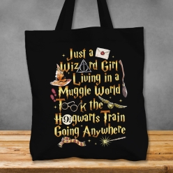 Premium XL Wizard Girl Black Tote Bag