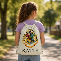 Hogwarts Crest Custom Drawstring Backpack