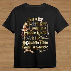 Harry Potter Just a Wizard Girl Black T-shirt