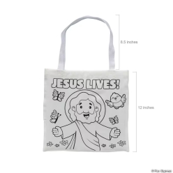 Religious He Lives Canvas CYO Tote Bags-12Pk