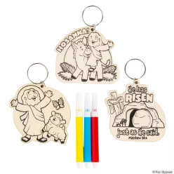 CYO He Lives Wooden Keychains with Markers-12Pk
