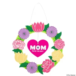 Mother's Day Floral & Heart Foam Wreath Craft Kit-12Pk
