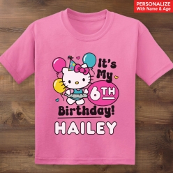 55% OFF: Hello Kitty Bday Personalized Name & Age Pink T-shirt