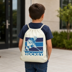 Hockey Blue Drawstring Backpack