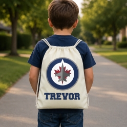 Winnipeg Jets Personalized Drawstring Backpack