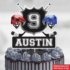 Hockey PERSONALIZED Name & Age Cake Topper