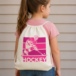 Hockey Pink Drawstring Backpack