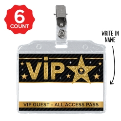 Hollywood VIP Clip-On Badges 6pk