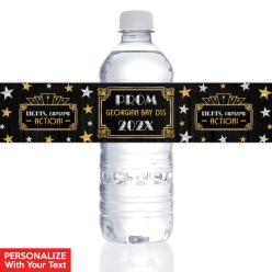 Hollywood Metallic Prom PERSONALIZED Vinyl Bottle Labels - 50pk