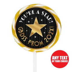 Hollywood Black Metallic Prom PERSONALIZED Lollipops - 12 Pk