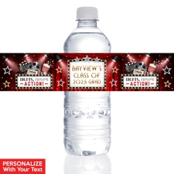Hollywood Grad PERSONALIZED Vinyl Bottle Labels - 50 PK