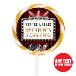 Hollywood Grad PERSONALIZED Lollipops - 12 Pk