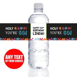 Holy Bleep 50th PERSONALIZED VINYL Bottle Labels - 10 PK