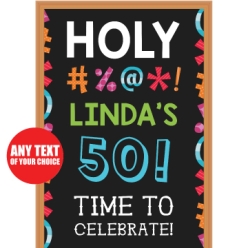 Holy Bleep 50th PERSONALIZED Giant Vinyl Keepsake Door Sign