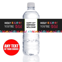 Holy Bleep 60th PERSONALIZED VINYL Bottle Labels - 10 PK