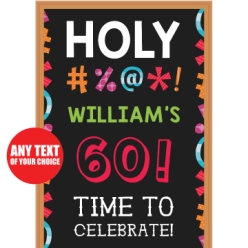 Holy Bleep 60th PERSONALIZED Giant Vinyl Keepsake Door Sign