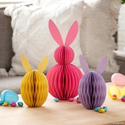 Easter Whimsy Bunny Honeycomb Centrepieces-3Pk
