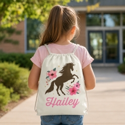 Pretty Horse Personalized Drawstring Backpack