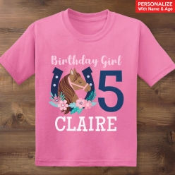 55% OFF: Fancy Horse Birthday Personalized Pink T-shirt