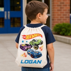 Hot Wheels Personalized Drawstring Backpack