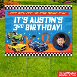 Hot Wheels PERSONALIZED PHOTO Yard Sign
