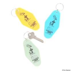 Religious Life of Christ Plastic Hotel Tag Keychains-12Pk