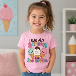 All Scream For Ice Cream Light Pink T-shirt- Choose A Size