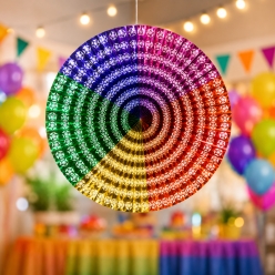 Rainbow Giant Metallic Fan Decor
