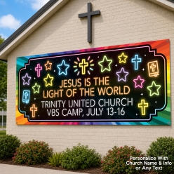 Jesus is the Light VBS PERSONALIZED Giant Vinyl Keepsake Banner