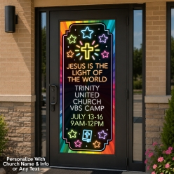 Jesus is the Light VBS PERSONALIZED Giant Vinyl Vertical Banner