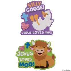 Religious Farm Animals Jesus Loves You Magnet Craft Kit-12Pk