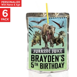 Jurassic PERSONALIZED VINYL Juice Labels - 6 PK