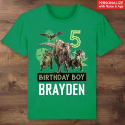 Jurassic Birthday Personalized Green T-shirt