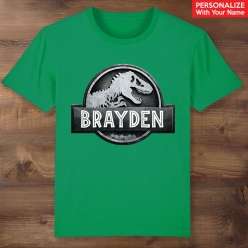 Jurassic Logo Personalized Green T-shirt